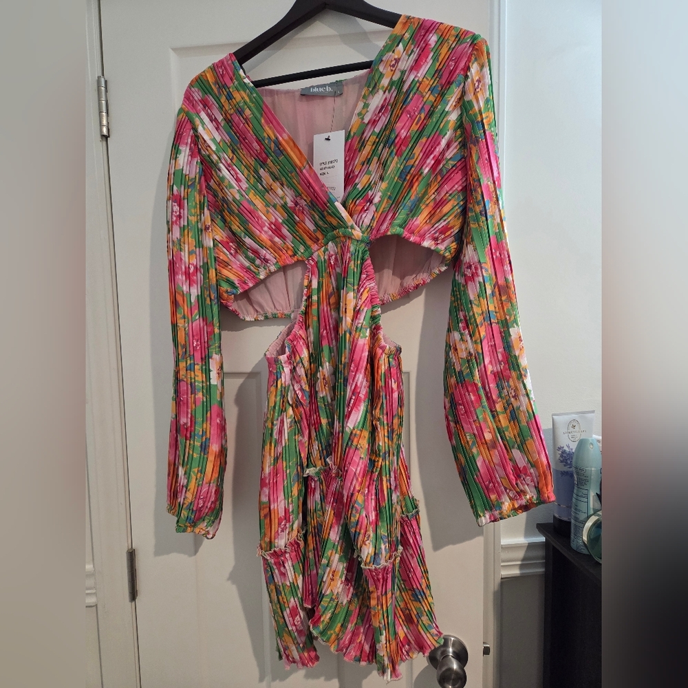 Blue B Vibrant Multicolor Long Sleeve Dress